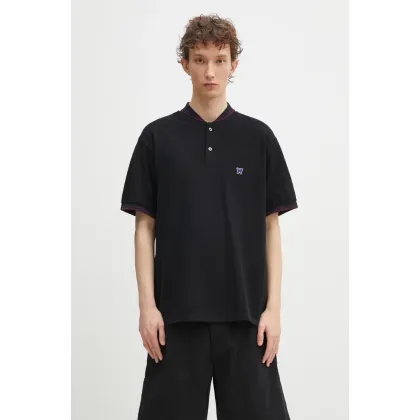 Zdjęcie Needles polo bawełniane Shawl Collar S/S Polo męski kolor czarny gładki QV354