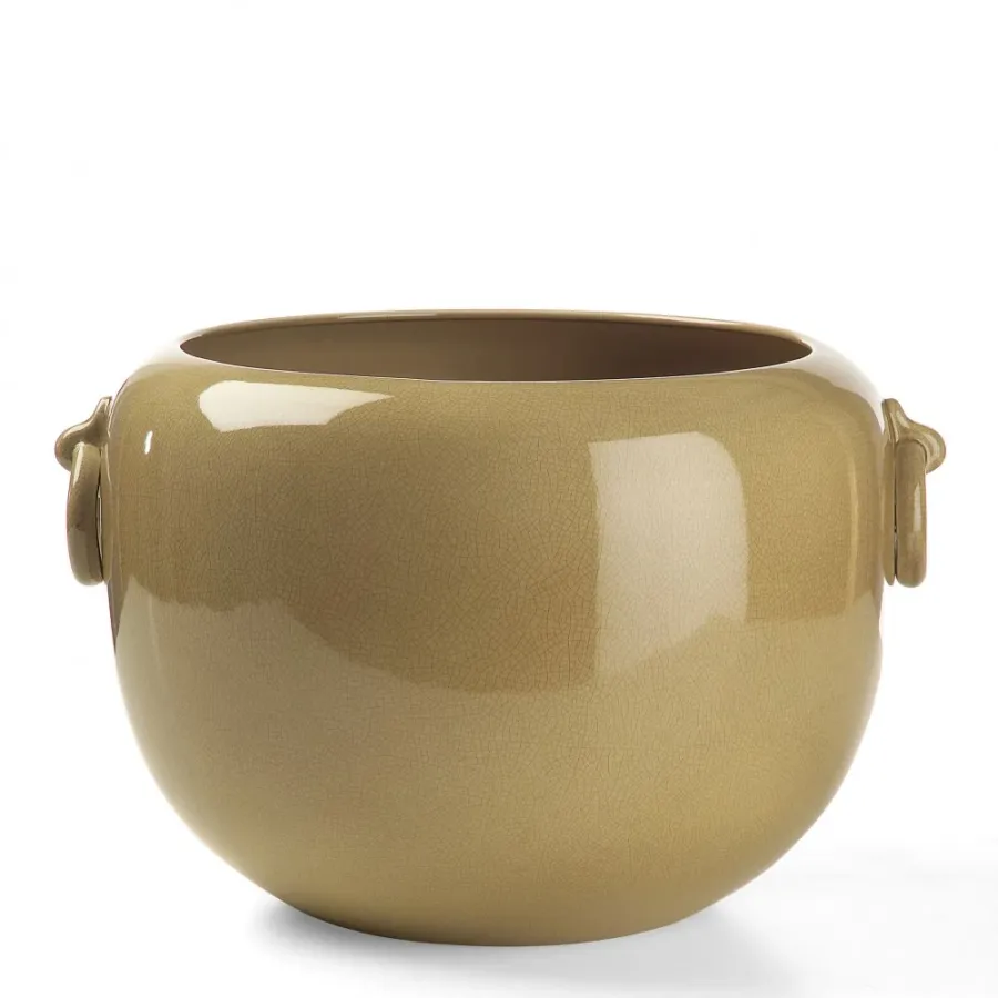 obrazek 1 Duża donica z pierścieniami z glazurowanej ceramiki H.36xL.50xD.Int.39 cm