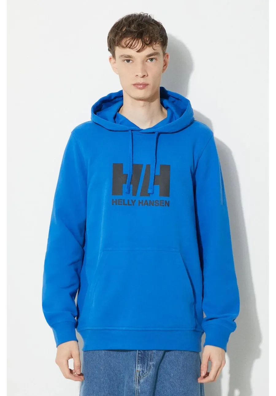 obrazek 1 Helly Hansen bluza bawełniana HH LOGO HOODIE męska kolor niebieski z kapturem z aplikacją 33977