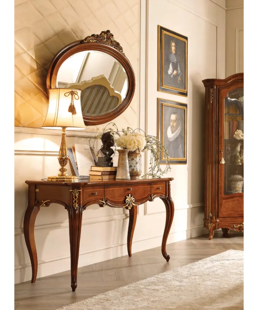 obrazek 2 Stylowe owalne barokowe lustro z rzeźbionym elementem z Włoch