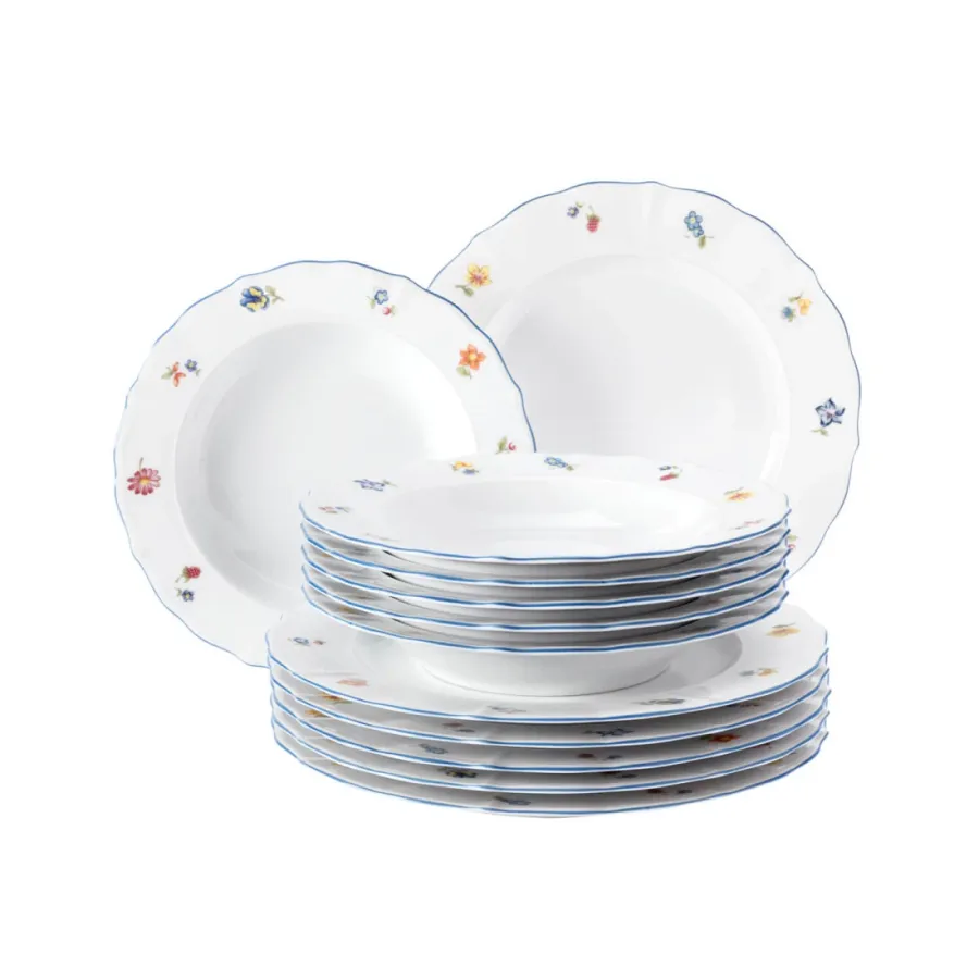 obrazek 1 Porcelanowa 12-elementowa zastawa stołowa obiadowa z kwiatowym zdobieniem – Seltmann Weiden