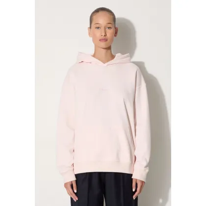 Zdjęcie New Balance bluza bawełniana damska kolor różowy z kapturem gładka WT23554WAN-WAN