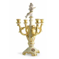 Picture Elegant five-armed candlestick with an angel made of ceramics - baroque style - Bruno Costenaro