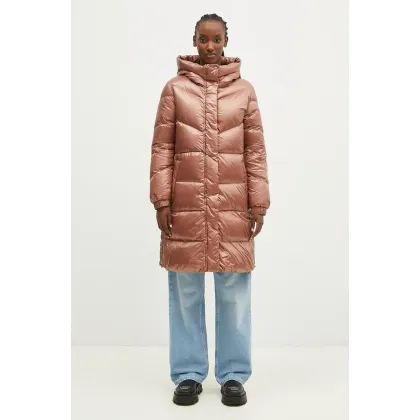 Zdjęcie Woolrich kurtka puchowa Aliquippa Long Puffer Jacket damska kolor brązowy zimowa CFWWOU0926FRUT3085