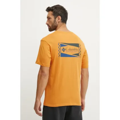 Zdjęcie Columbia t-shirt bawełniany kolor pomarańczowy z nadrukiem