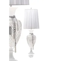 Picture Table lamp in white and transparent hand-cut Italian crystal and lampshade with white chiffon - Il Paralume Marina