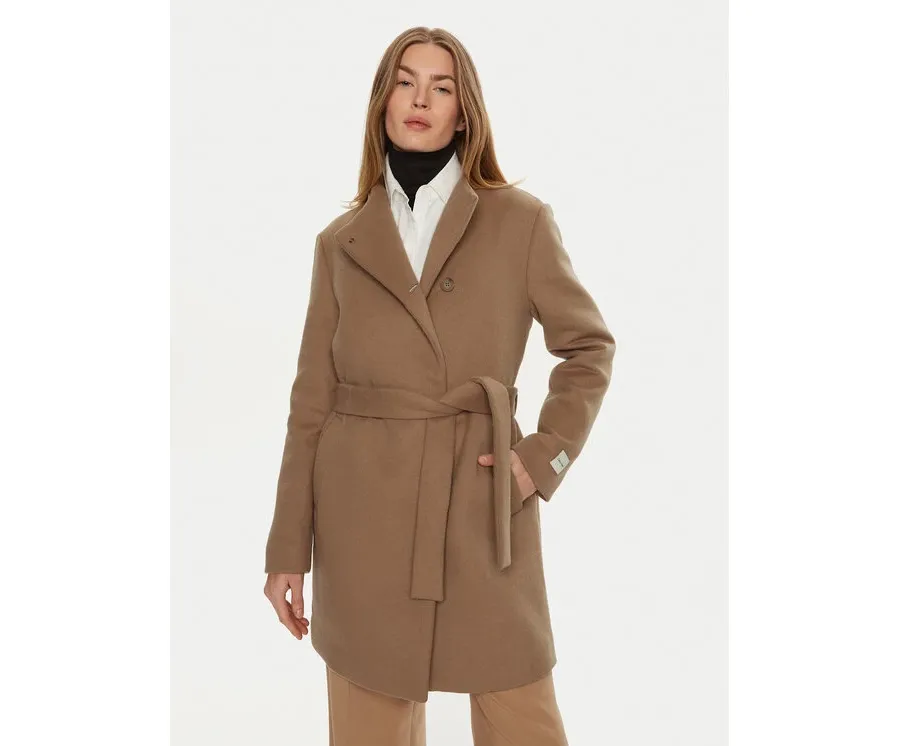 obrazek 1 Calvin Klein Płaszcz wełniany K20K207700 Beżowy Regular Fit