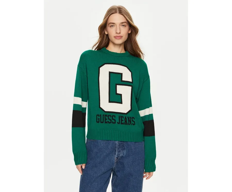 obrazek 1 Guess Jeans Sweter W4BR11 Z3HN2 Zielony Regular Fit