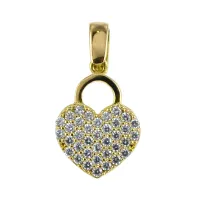 Picture Heart-shaped pendant made of yellow gold and zircons