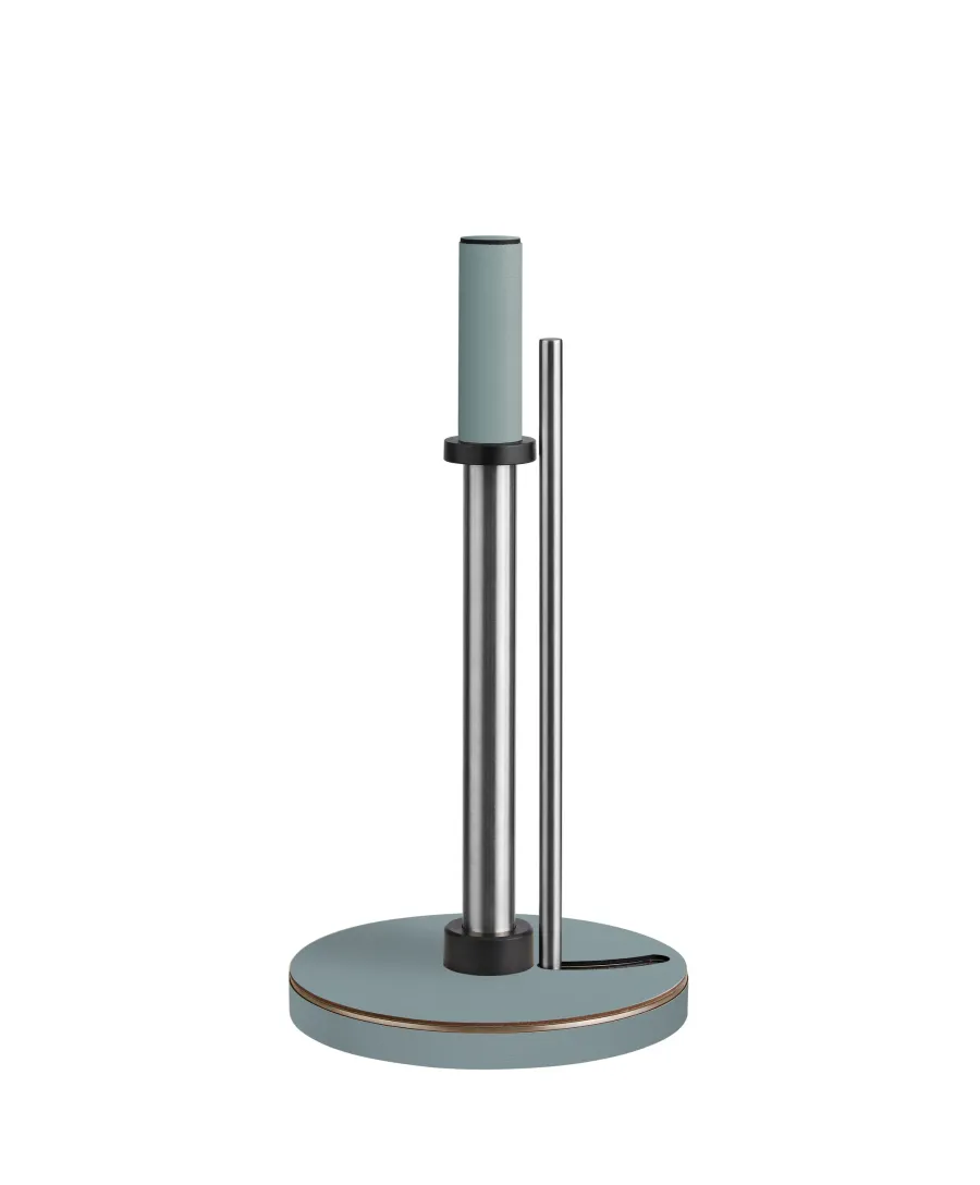 obrazek 1 Kuchenny uchwyt na ręcznik wykonany z metalu i naturalnej skóry w kolorze jasnobłękitnym