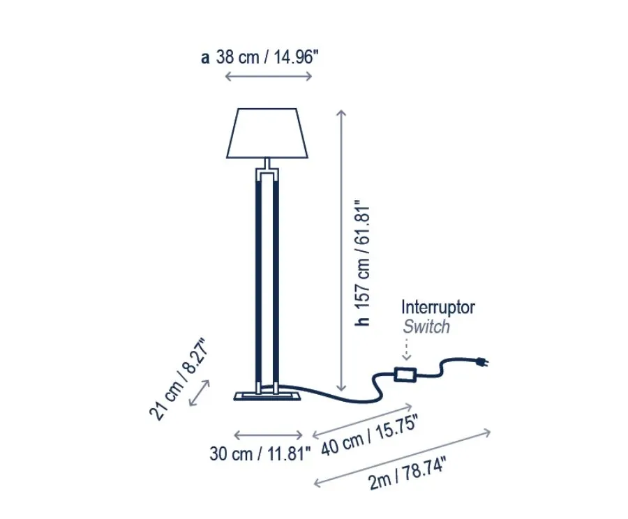 obrazek 2 Lampa stojąca ze stali nierdzewnej oraz dodatkami skórzanymi i mosiężnymi