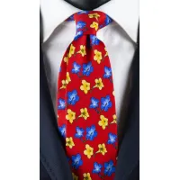 Picture Intense red spring tie with large flowers for men