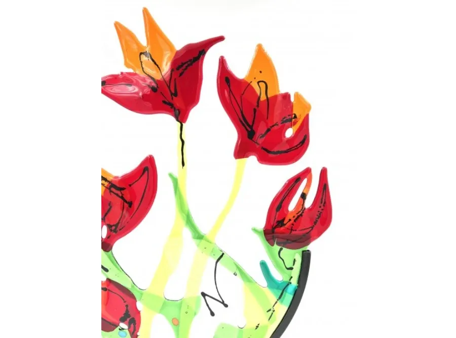 obrazek 3 Luksusowa ozdoba z kolorowego szkła "Czerwone duże kwiaty" - cudowny pomysł na prezent