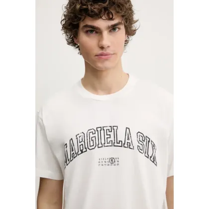 Zdjęcie MM6 Maison Margiela t-shirt bawełniany męski kolor biały z nadrukiem SH0GC0046
