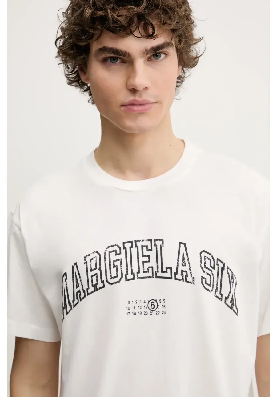 obrazek 1 MM6 Maison Margiela t-shirt bawełniany męski kolor biały z nadrukiem SH0GC0046