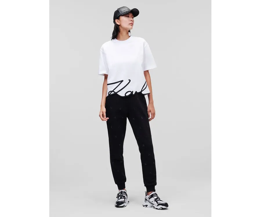 obrazek 1 KARL LAGERFELD T-Shirt Signature Hem 226W1703 Biały Relaxed Fit
