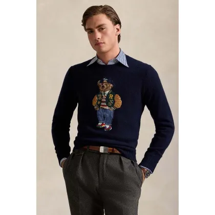 Zdjęcie Polo Ralph Lauren sweter wełniany męski kolor granatowy 710946138