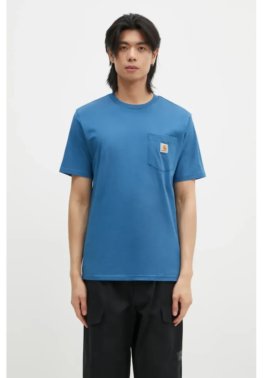 obrazek 1 Carhartt WIP t-shirt bawełniany Pocket męski kolor granatowy gładki I030434.2LZXX