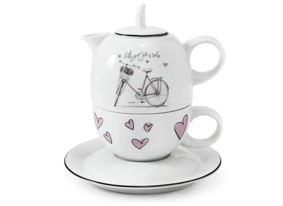 obrazek 1 Stylowy porcelanowy zestaw – filiżanka z czajniczkiem z kolekcji Nostalgia – Leander
