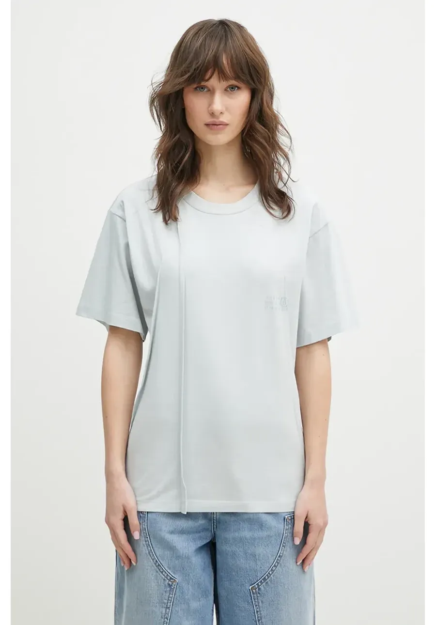 obrazek 1 MM6 Maison Margiela t-shirt bawełniany damski kolor turkusowy S52GC0328