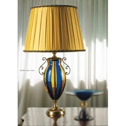 Picture Blue and yellow Murano glass lamp with a conical shade – Il Paralume Marina