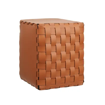 Zdjęcie Skórzana pufa Bottega 35x35xH40 cm w kolorze złocistego brązu