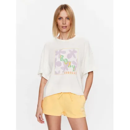 Zdjęcie Roxy T-Shirt Sweet Flowers ERJZT05469 Écru Relaxed Fit
