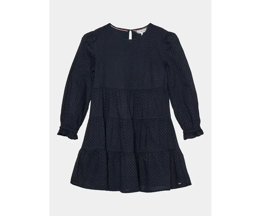 obrazek 1 Tommy Hilfiger Sukienka codzienna Broderie Anglaise KG0KG07779 D Niebieski Regular Fit