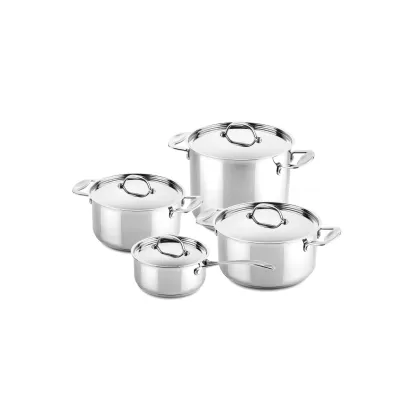 Zdjęcie Wyjątkowy włoski 8-elementowy zestaw garnków ze stali nierdzewnej
