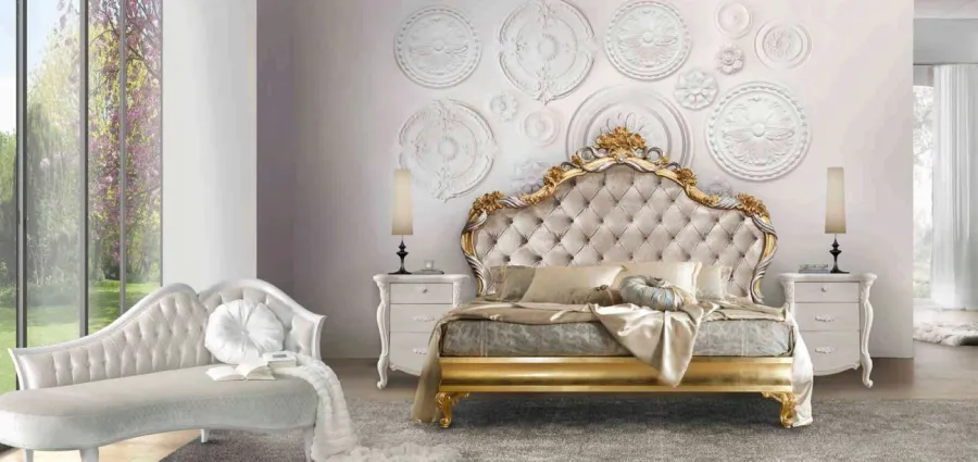 obrazek 1 Łóżko Chopin ze srebrno-złotymi detalami 180x200cm - Casa + 39