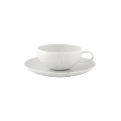 Picture White Eternal tea cup and saucer with a white subtle pattern - 4 pieces - Vista Alegre