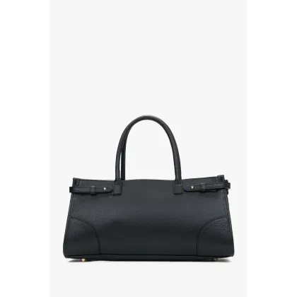 Zdjęcie Estro: Czarna torebka damska do ręki typu tote z włoskiej skóry naturalnej Premium