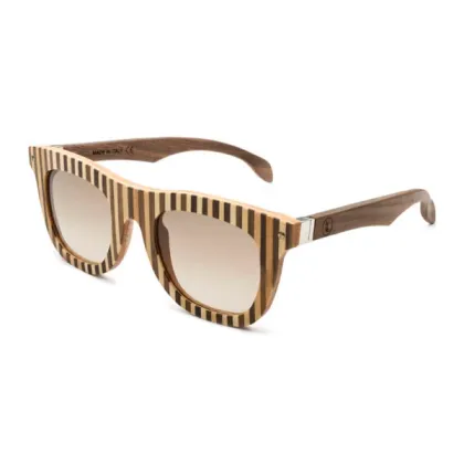 Zdjęcie Klon i orzech - męskie okulary w pionowe paski - Legno Light