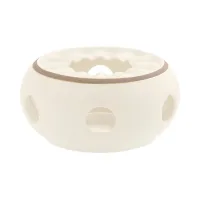 Zdjęcie Kremowy porcelanowy podgrzewacz z Niemiec zdobiony złotą obwódką - Tettau