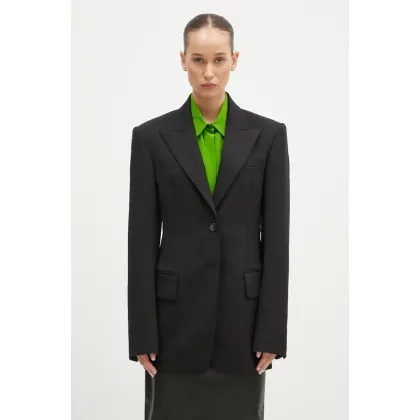 Zdjęcie Sportmax marynarka wełniana Echi kolor czarny jednorzędowa gładka 2422046042600