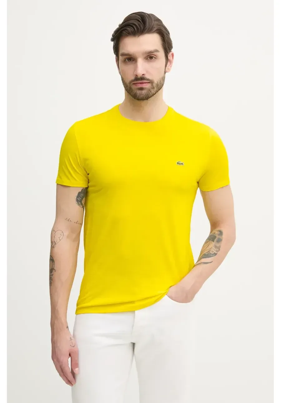 obrazek 1 Lacoste t-shirt bawełniany męski kolor żółty gładki TH6709