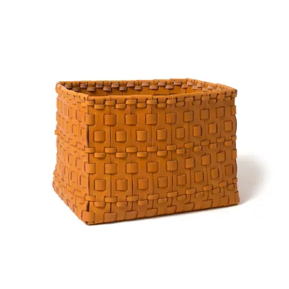 Picture Italian rectangular basket woven from leather