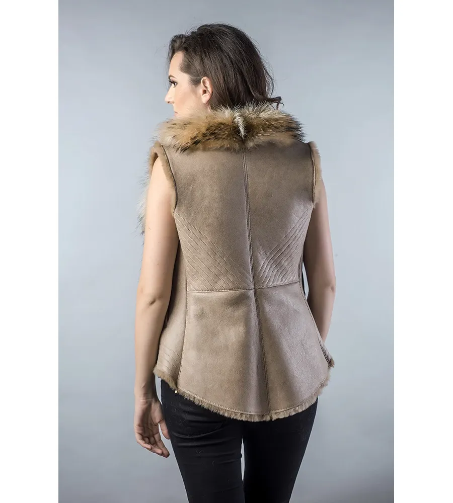 obrazek 3 Stylowa kamizelka z naturalnego futra lisa i jenota - A&A Vesa