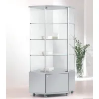 Picture Stylish corner display cabinet with three shelves and a wooden top