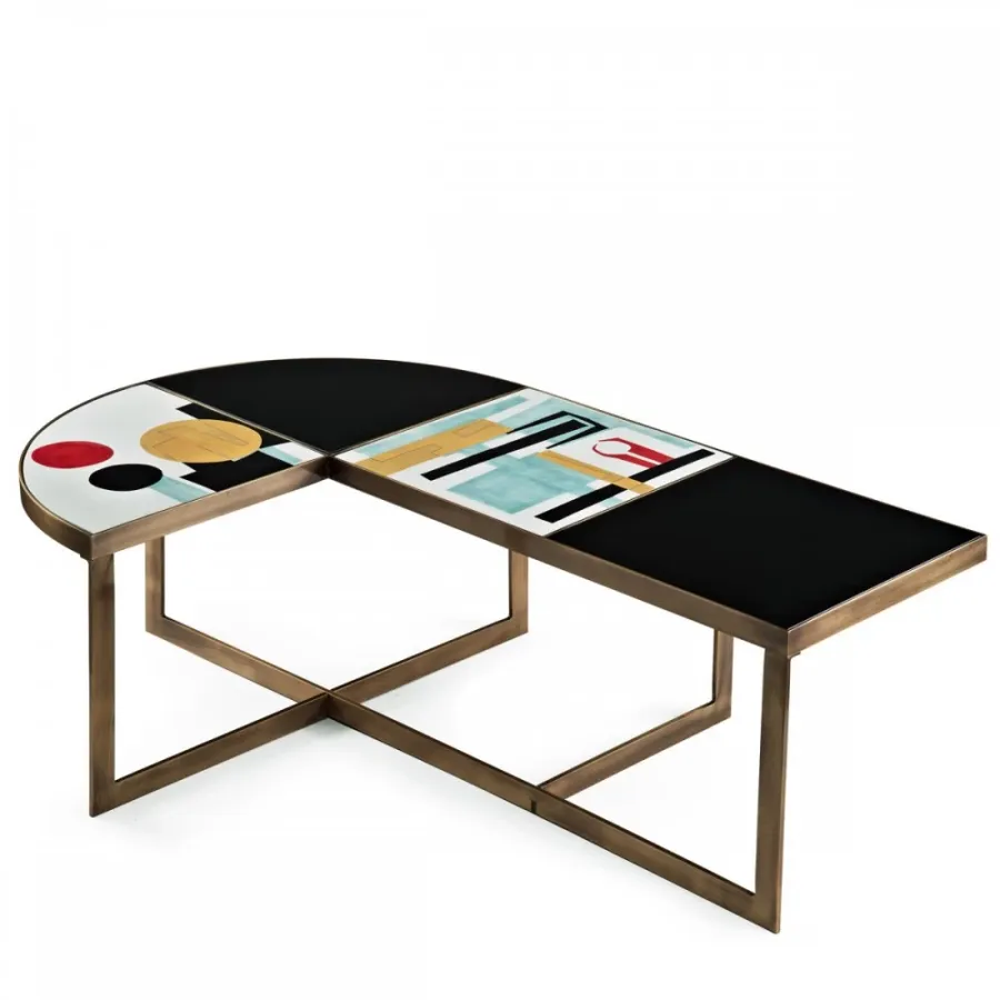 obrazek 9 Stolik kawowy z mosiężną konstrukcją  H.45xL.135xP.90 cm