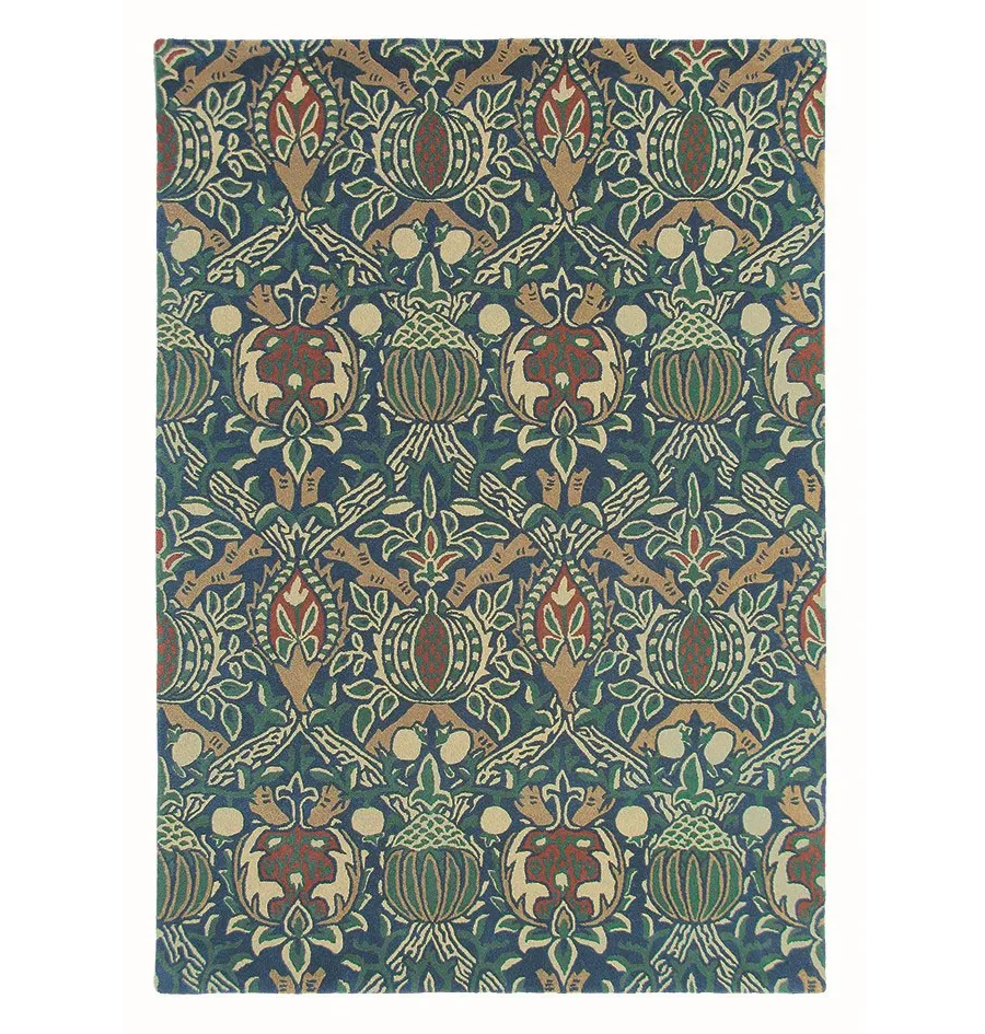 Niebiesko Zielony Dywan w Kwiaty – GRANADA INDIGO RED 27608, angielskiej marki Morris & Co.