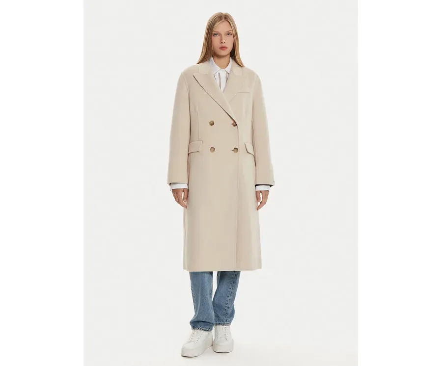 obrazek 1 Tommy Hilfiger Płaszcz wełniany WW0WW42621 Beżowy Regular Fit