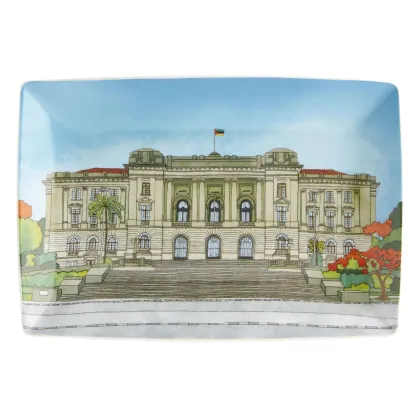 Picture A stylish plate made of porcelain with a view of the town hall - Vista Alegre