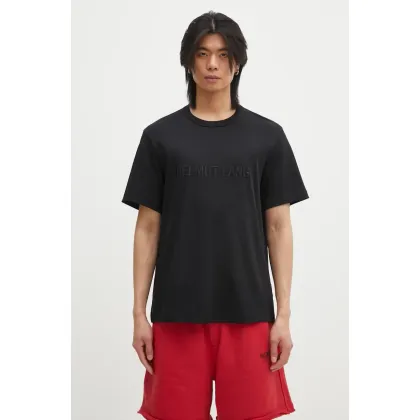 Zdjęcie Helmut Lang t-shirt bawełniany Logo Ov Tee.Hvy Ever męski kolor czarny z aplikacją O04HM599