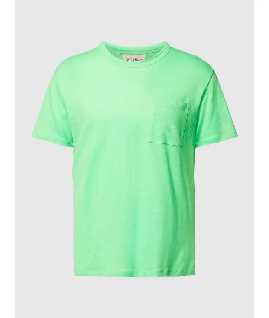 obrazek 1 T-shirt z lnu z kieszenią na piersi model ‘ECSTASEA’