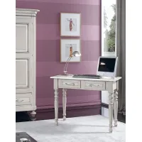 Picture Desk with 2 drawers decorated with dove and antique gray finish and silver piping - Zanini