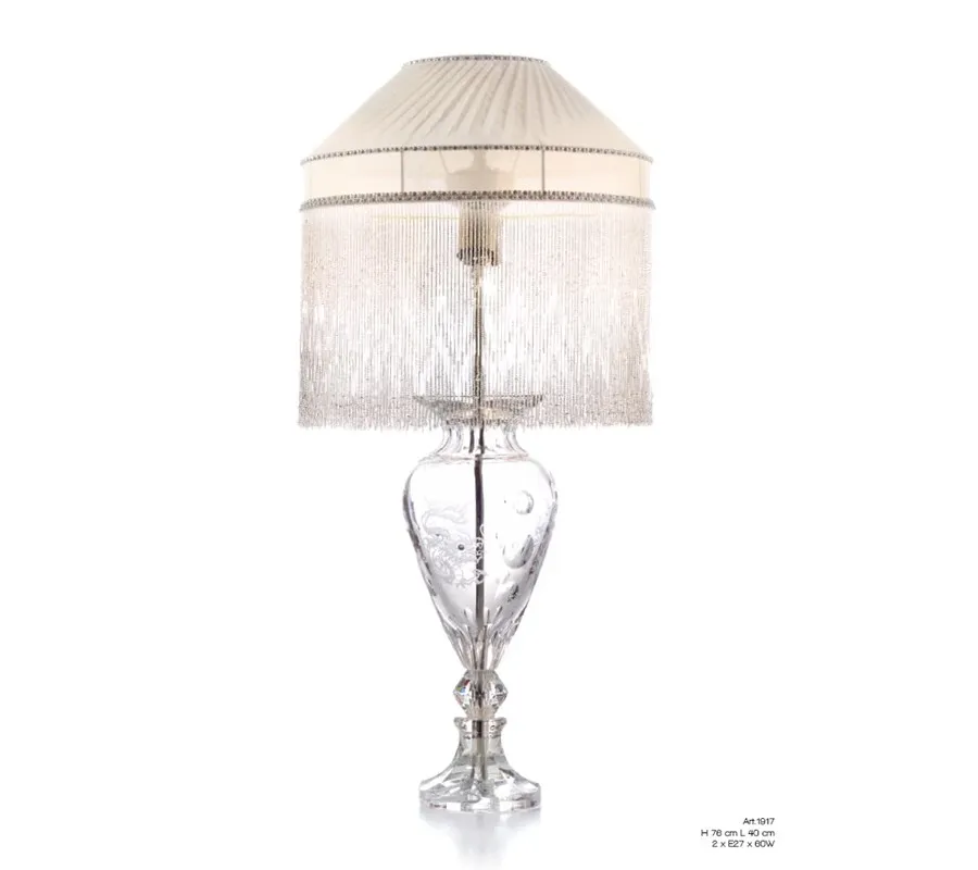 obrazek 1 Piękna lampa stołowa z włoskiego kryształu z grawerem smoka – Il Paralume Marina