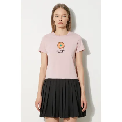 Zdjęcie Maison Kitsuné t-shirt bawełniany Floating Flower Baby damski kolor różowy MW00123KJ0008