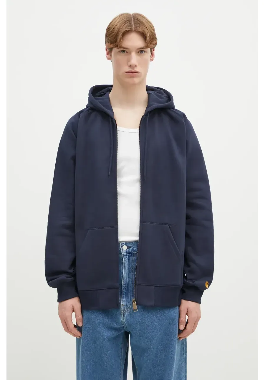 obrazek 1 Carhartt WIP bluza Hooded Chase Jacket męska kolor granatowy z kapturem gładka I033664.2MZXX