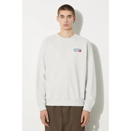 Zdjęcie New Balance bluza bawełniana Athletics Premium Logo Crew męska kolor szary z aplikacją MT41547AHH